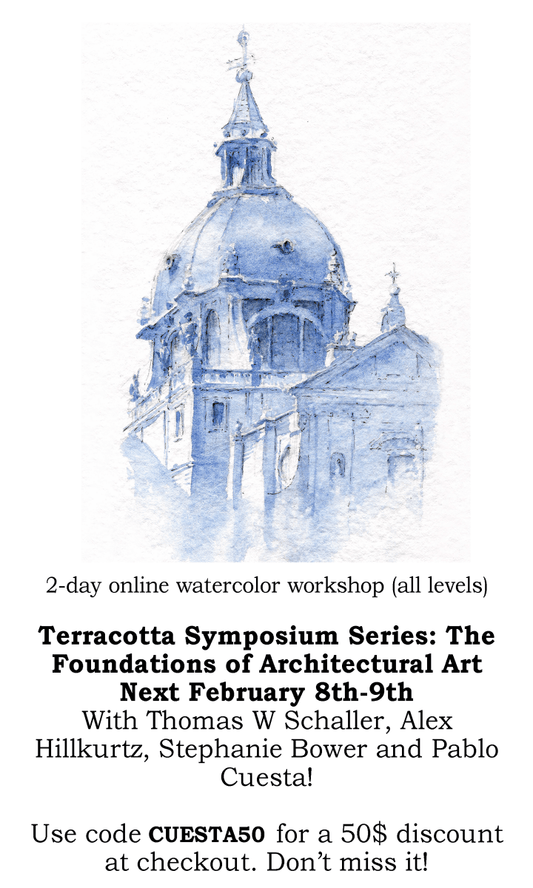 I’ll be participating on an Arquitectural symposium with terracotta. - Pablocuestawatercolor