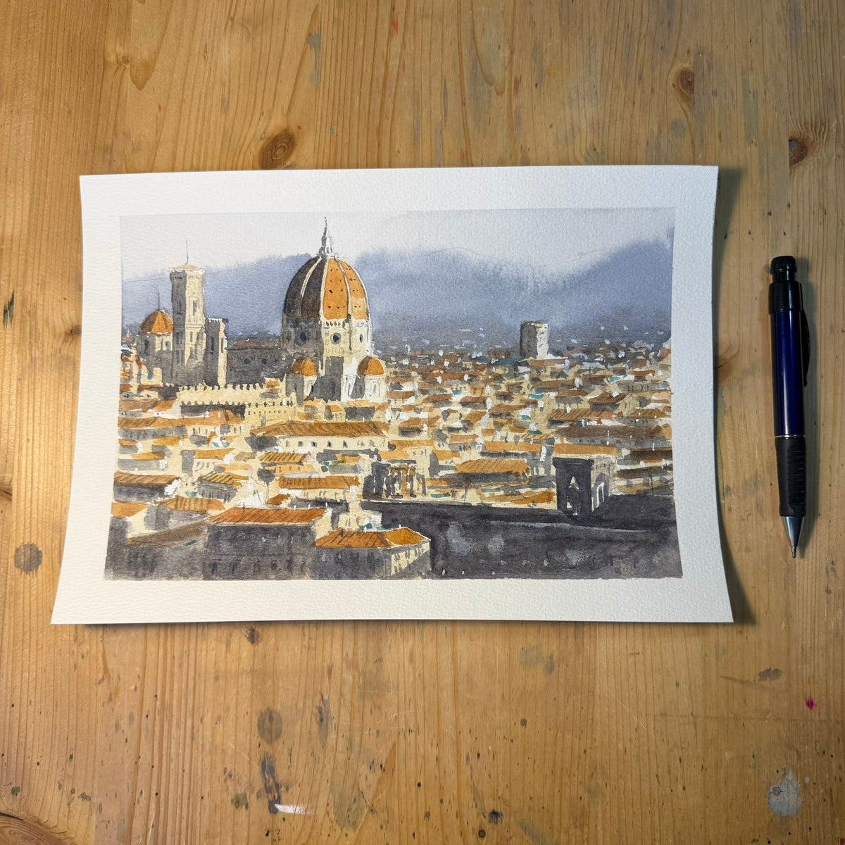 Original watercolor: Sunset at Cibeles