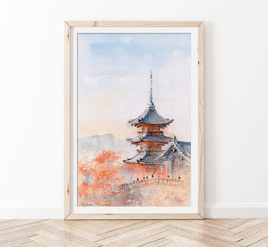 Kiyomizu - Japón - Reproducción Fine Art - Pablocuestawatercolor