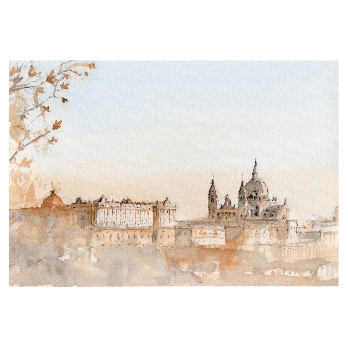Madrid desde Debod - Reproducción Fine Art - Pablocuestawatercolor