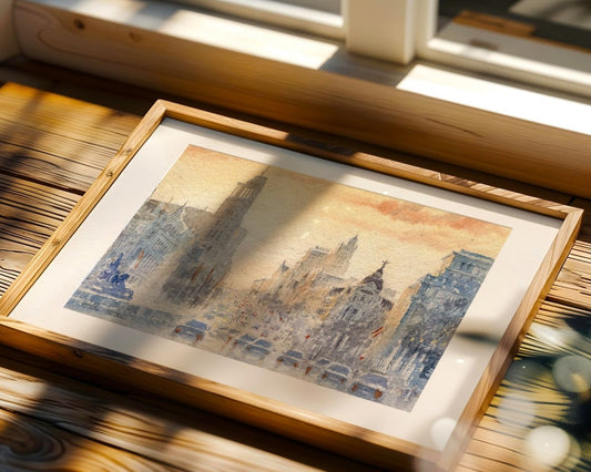 Madrid en acuarela: Atardece en Alcalá - Pablocuestawatercolor