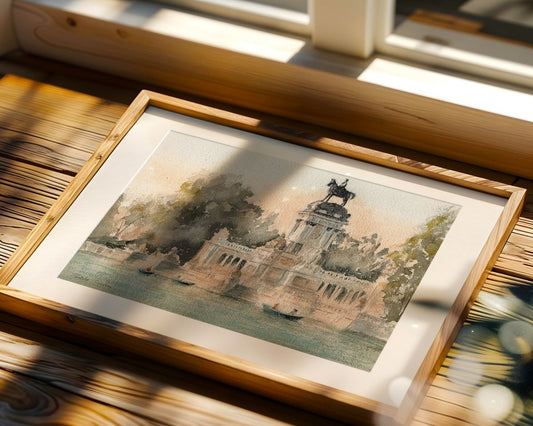 Madrid en acuarela: Remando en el Retiro - Pablocuestawatercolor