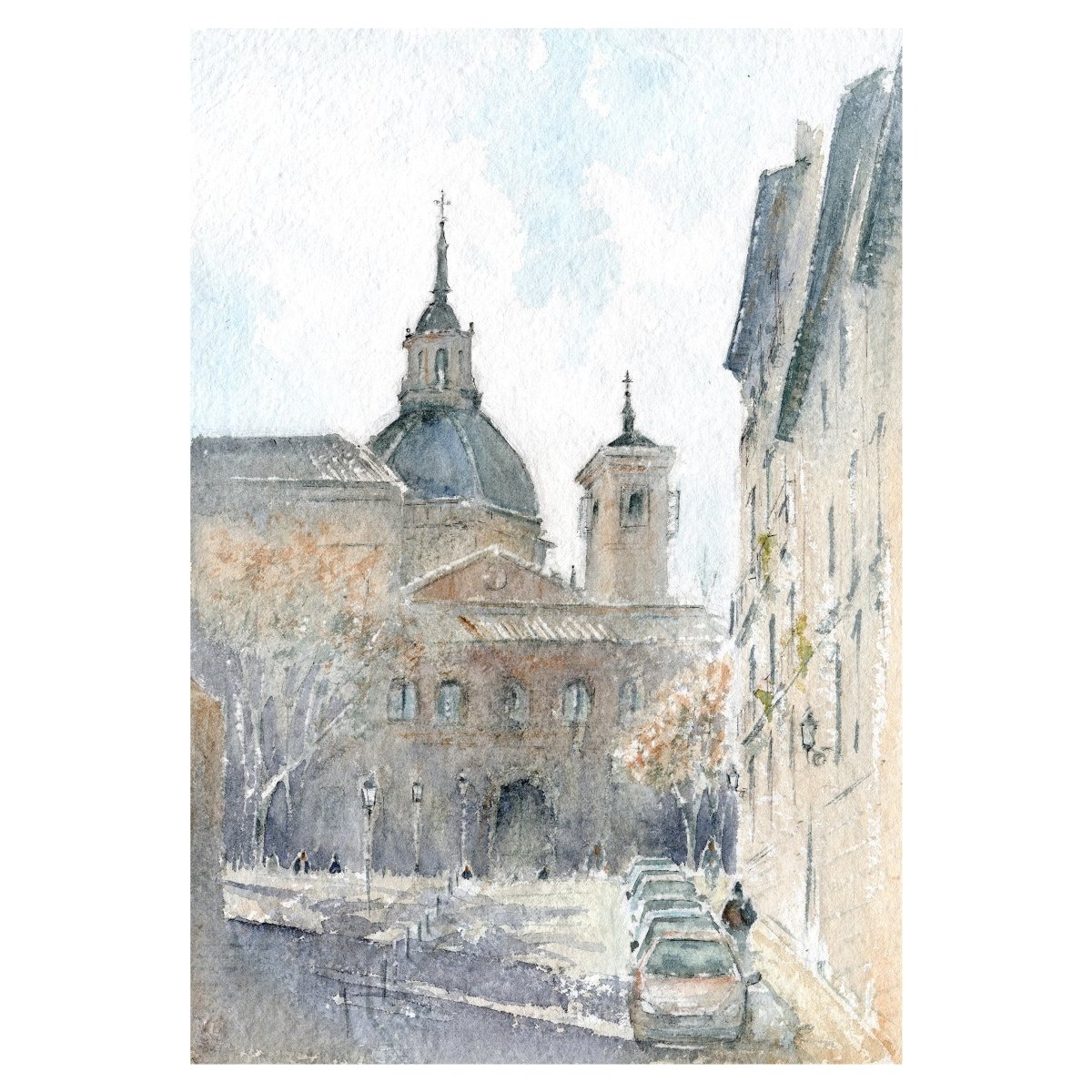 Plaza de la paja - Reproducción Fine Art - Pablocuestawatercolor