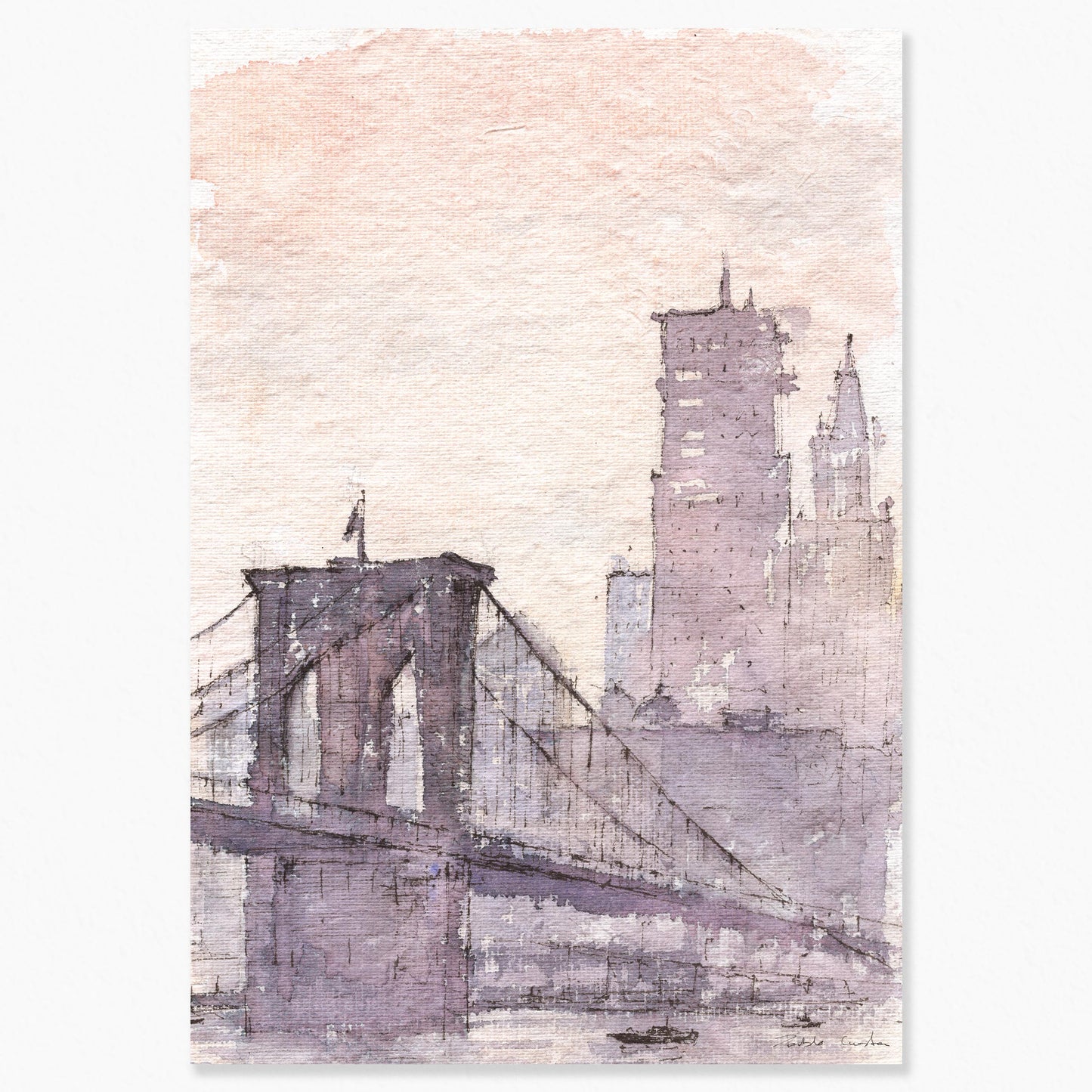 Nueva York en acuarela: El puente de Brooklyn