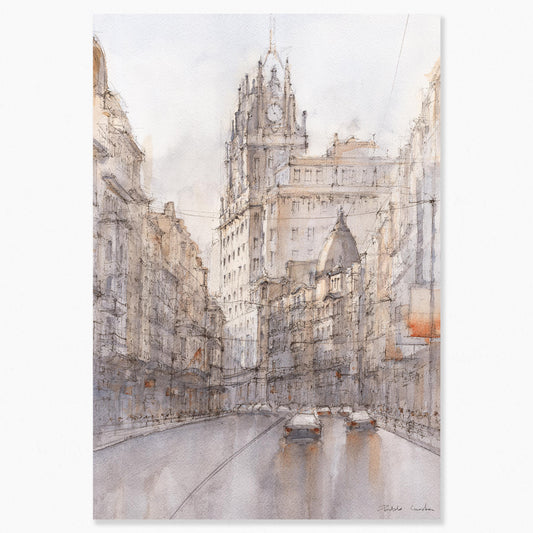 Madrid en acuarela: El Telefónica preside la Gran Vía