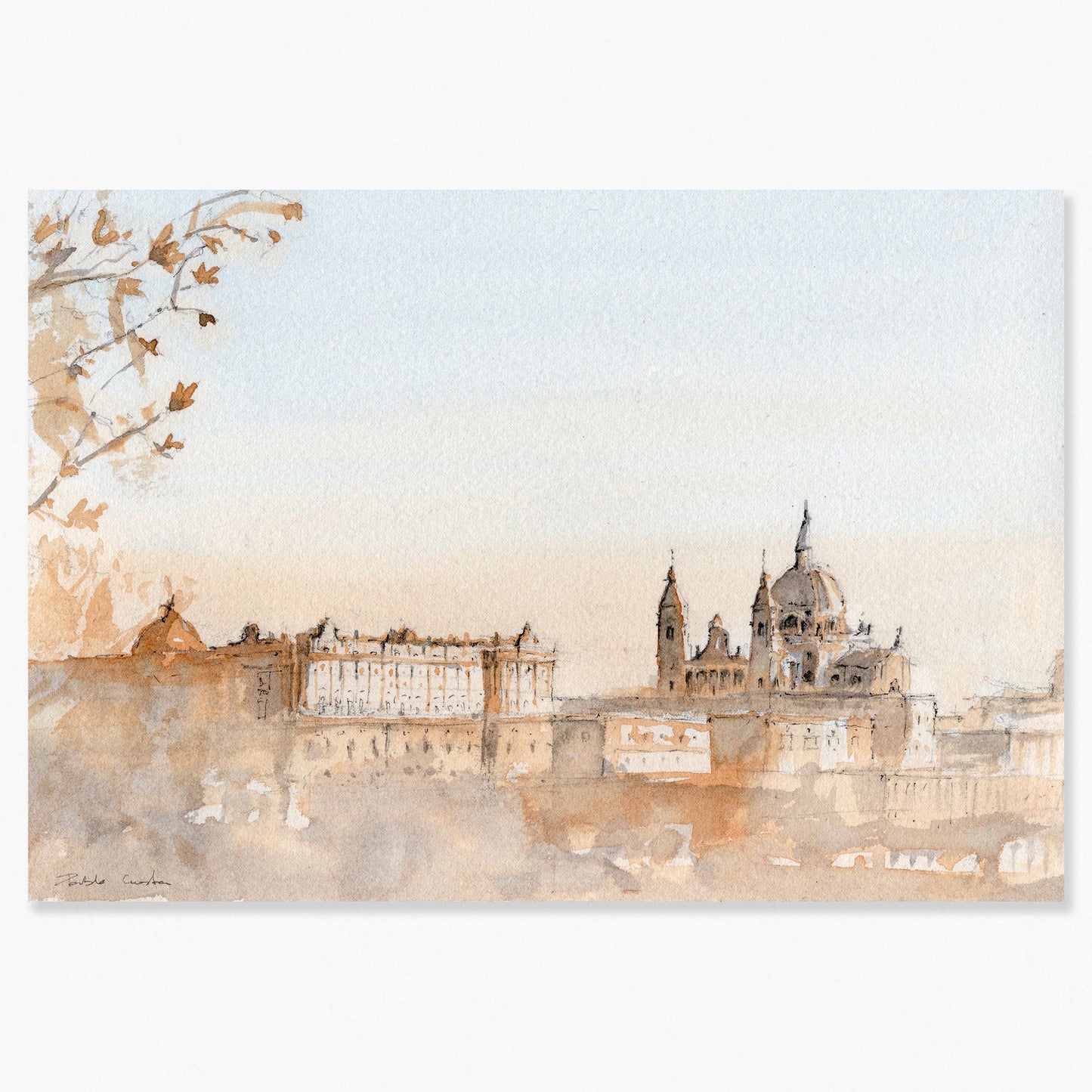 Madrid en acuarela: Atardecer desde Debod