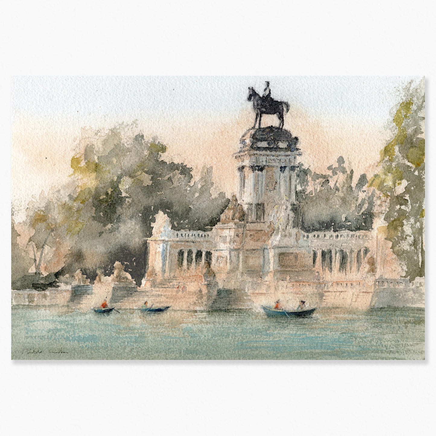 Madrid en acuarela: Remando en el Retiro