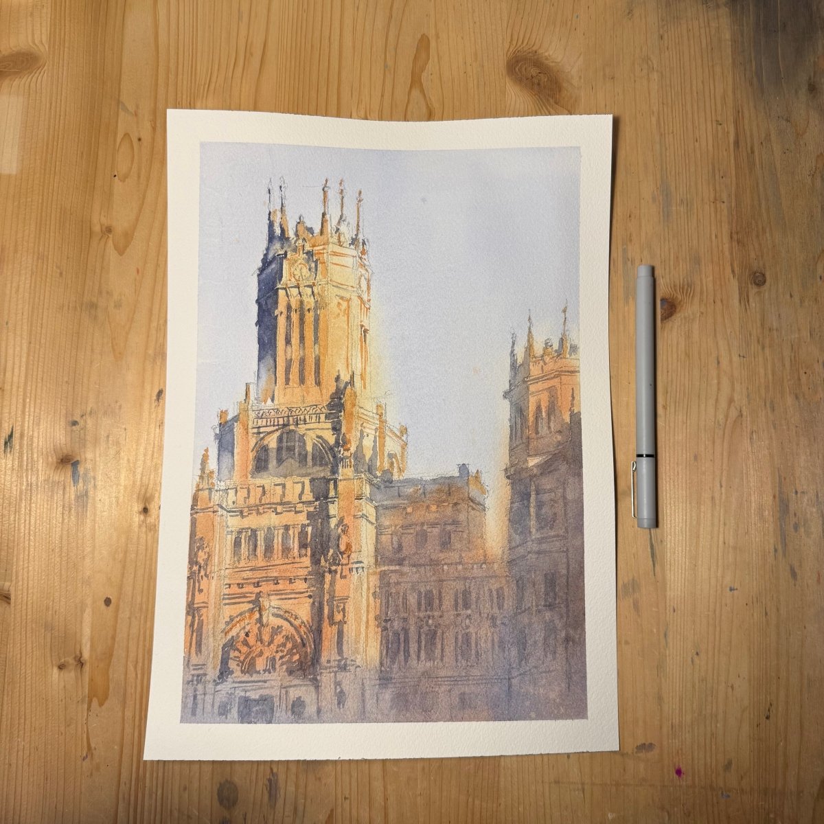 Acuarela original: Edificio de Correos (Ayuntamiento de Madrid) - Pablocuestawatercolor