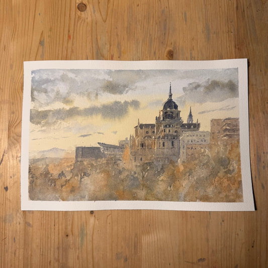 Acuarela original: La Almudena desde las vistillas - Pablocuestawatercolor