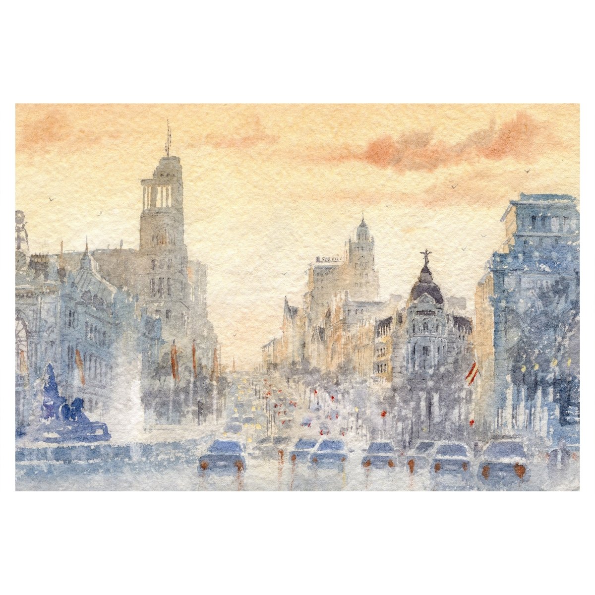 Atardece en Alcalá - Reproducción Fine Art - Pablocuestawatercolor