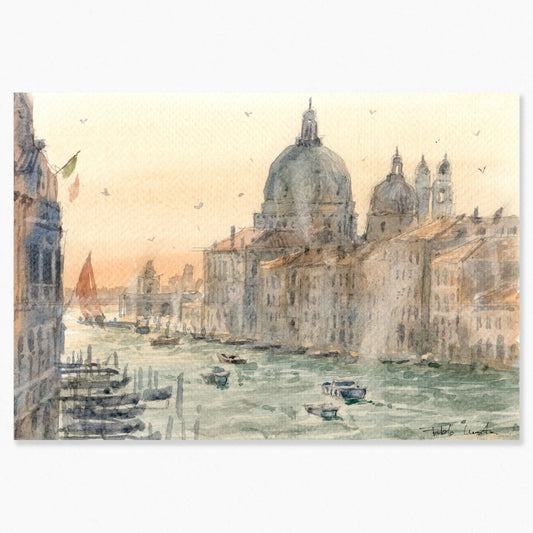 Atardecer en Venecia - Impresión fine art de acuarela - Pablocuestawatercolor