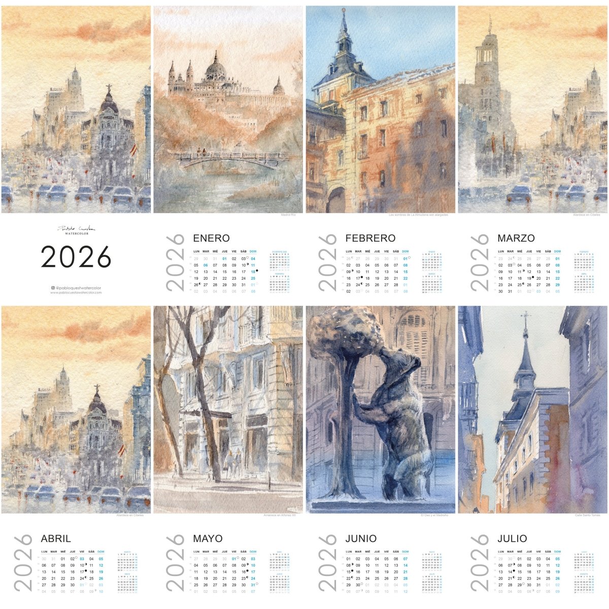 Calendario 2026 - Pablocuestawatercolor