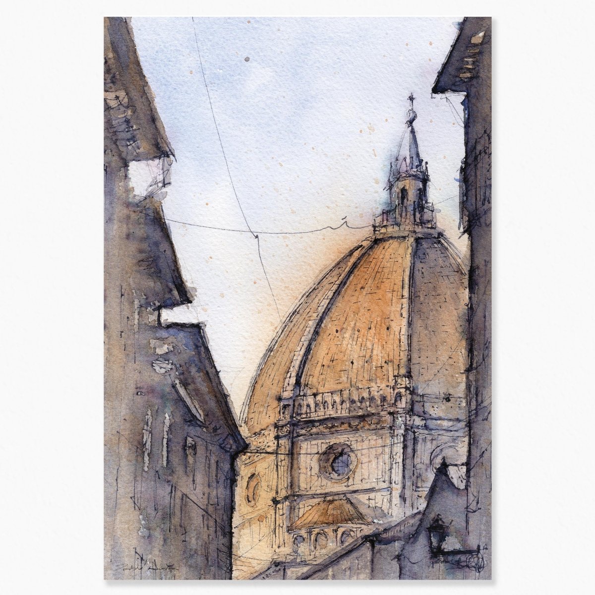 Italia en acuarela: La cúpula de Florencia - Pablocuestawatercolor