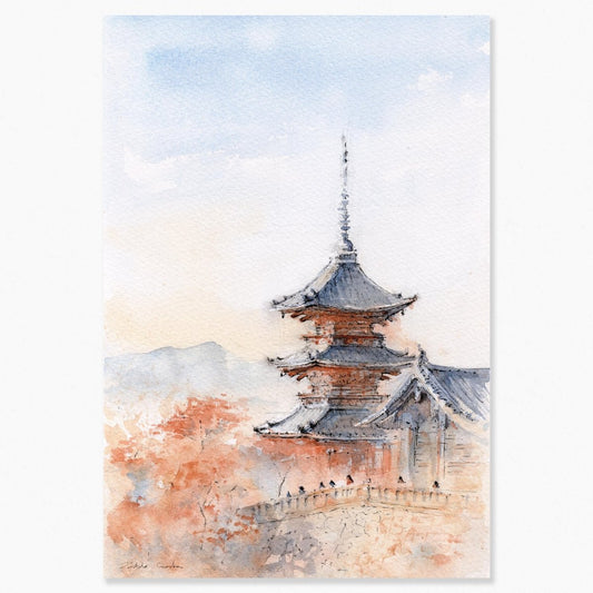 Japón en acuarela: El templo de Kiyomizu - Pablocuestawatercolor