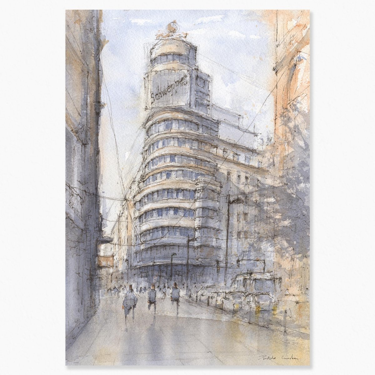 Madrid en acuarela: Callao se mueve - Pablocuestawatercolor