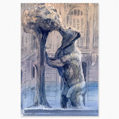Madrid en acuarela: El Oso y el madroño - Pablocuestawatercolor