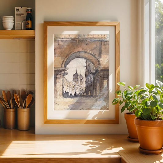Madrid en acuarela: Los arcos de la Plaza Mayor - Pablocuestawatercolor