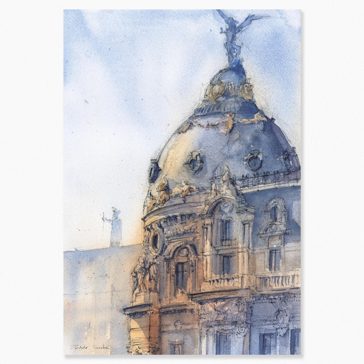 Madrid en acuarela: Metrópolis llameante - Pablocuestawatercolor
