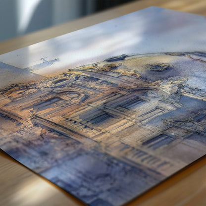 Madrid en acuarela: Metrópolis llameante - Pablocuestawatercolor