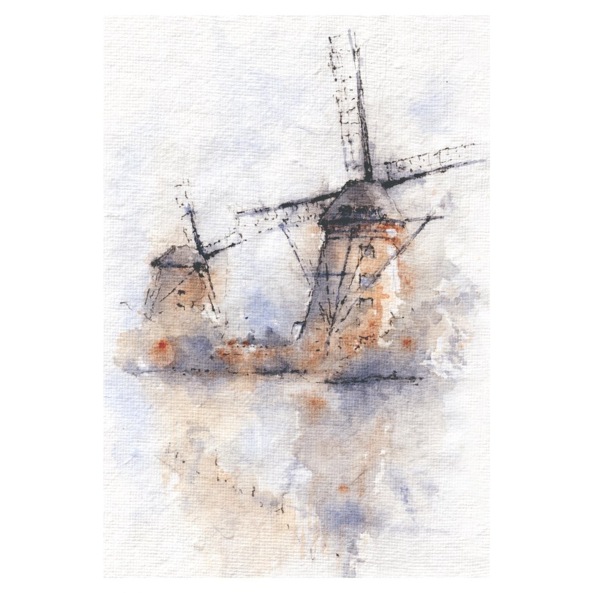 Molinos holandeses - Reproducción Fine Art - Pablocuestawatercolor