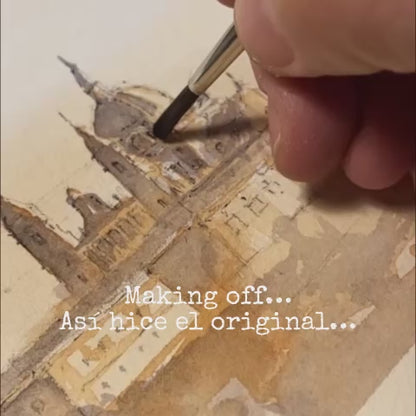 Madrid en acuarela: Atardecer desde Debod