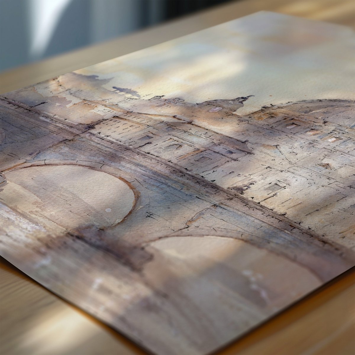 Roma en acuarela: El puente del Tíber - Pablocuestawatercolor