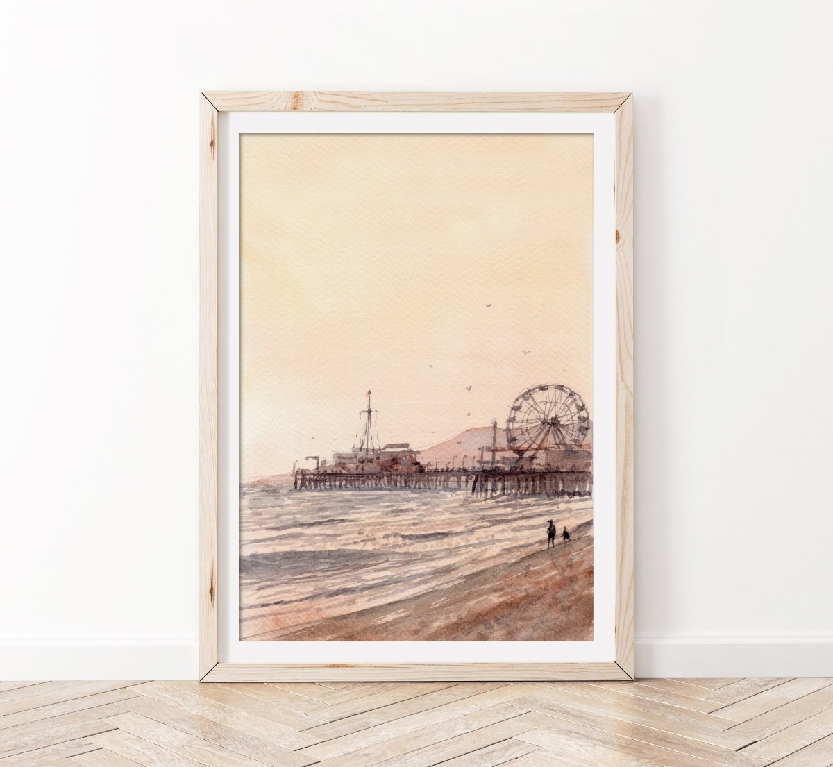 Santa Mónica Pier - Reproducción Fine Art - Pablocuestawatercolor