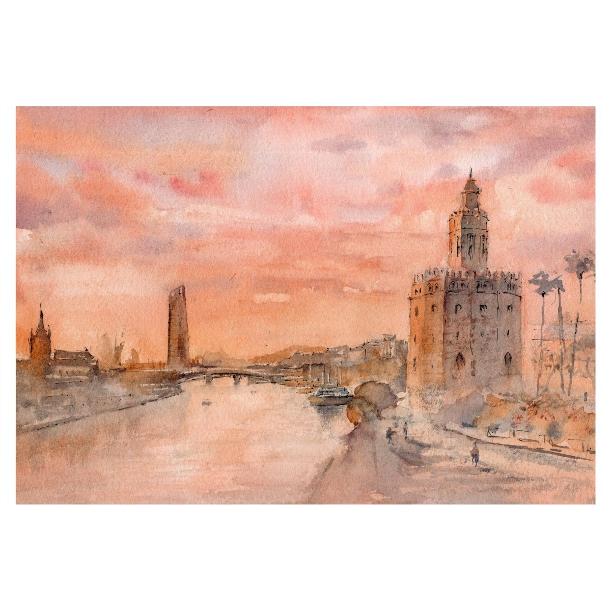 Sevilla. Torre del Oro - Reproducción Fine Art - Pablocuestawatercolor