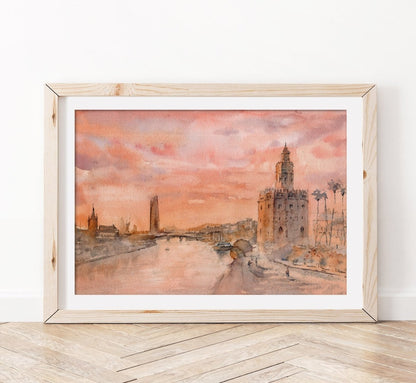 Sevilla. Torre del Oro - Reproducción Fine Art - Pablocuestawatercolor