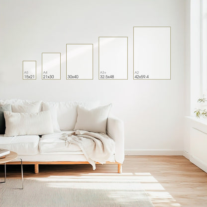 Opciones de tamaños A5, A4, 30x40, A3+ y A2 (42x59.4 cm)